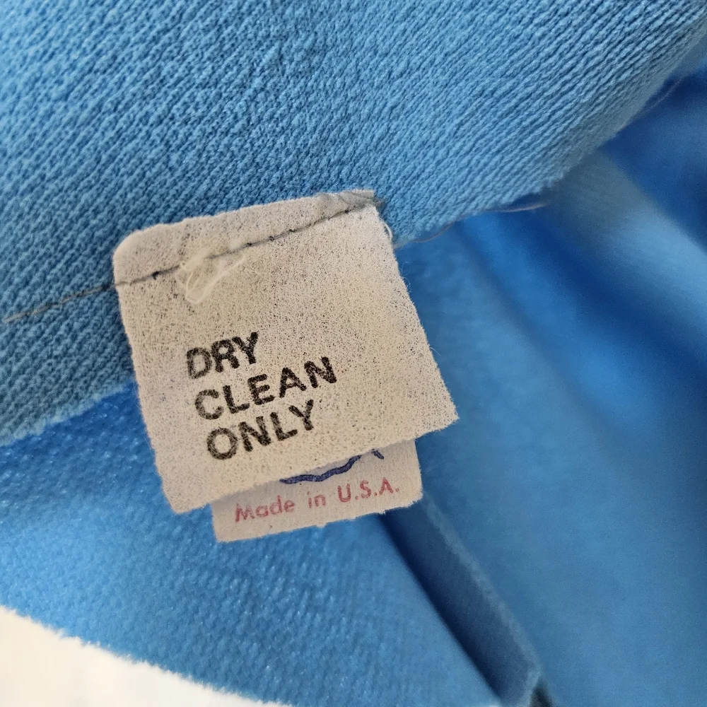 Vintage 70s Sky Blue Micropleat Ruffle Long Sleeve Maxi Dress ILGWU Madein USA - Picture 11 of 12